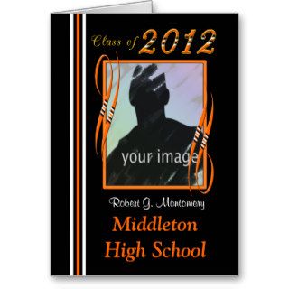 School Colors Orange and Black Graduation Announce Card