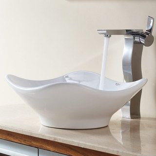 Kraus Bathroom Combo Set White Tulip Ceramic Sink and Sonus Faucet Kraus Sink & Faucet Sets