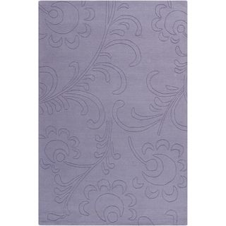 Mandara Hand tufted Floral Lilac Wool Rug (5' x 7'6) Mandara 5x8   6x9 Rugs