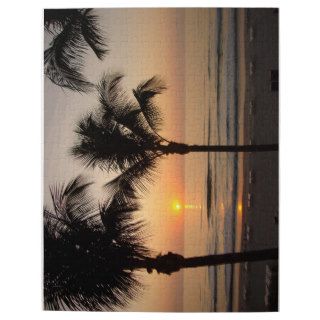Ocean Sunset Palm Trees Florida Photography Puzzle