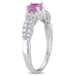 Miadora 14k White Gold Pink Sapphire and 1/3ct TDW Diamond Engagement Ring (G H, I1 I2) Miadora Gemstone Rings