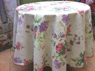 Runde Provence Tischdecke, ca. 180 cm, Baumwolle Romantikrosen von Provencestoffe Küche & Haushalt