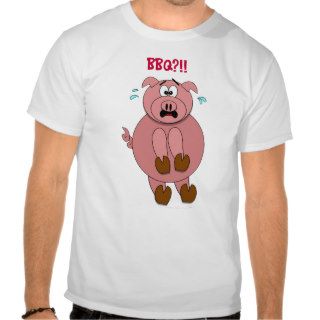 Scared Cartoon Pig BBQ? Funny Shirt