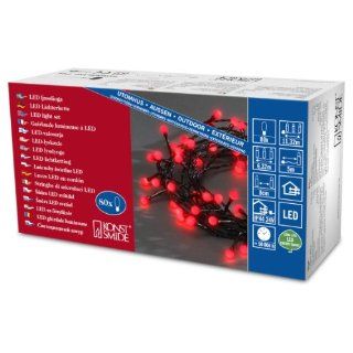 Konstsmide 3691 557 Micro LED Lichterkette Globe Aufsätze / 80 rote Dioden / 24V Außentrafo / schwarzes Kabel Beleuchtung