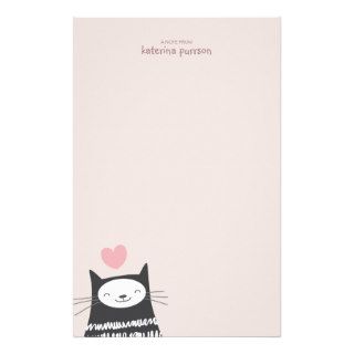 Happy Kawaii Cat Personalizable Note Paper Stationery