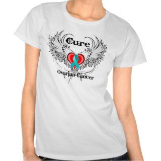 Cure Ovarian Cancer Heart Tattoo Wings T shirts