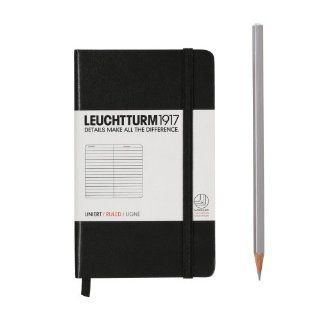 LEUCHTTURM1917 334821 Notizbuch Pocket (A6), 185 Seiten, liniert, schwarz Bürobedarf & Schreibwaren
