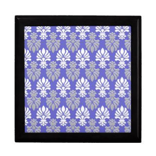 Indian Block Print Floral Pattern   Blue Jewelry Box