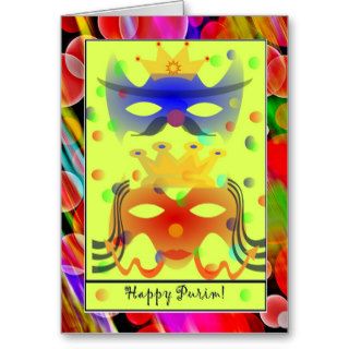Purim Masks, Contemporary Greeting Card