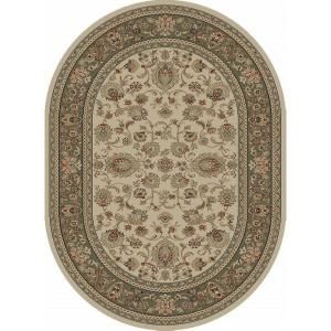 Tayse Rugs Sensation Beige 5 ft. 3 in. x 7 ft. 3 in. Oval Traditional Area Rug 4722  Ivory  5x8 Oval