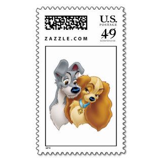 Classic Lady and the Tramp Snuggling Disney Postage Stamps