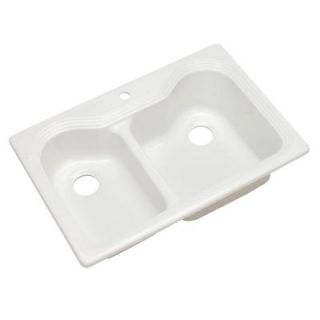 Thermocast Breckenridge Drop in Acrylic 33x22x9 in. 1 Hole Double Bowl Kitchen Sink in White 46100