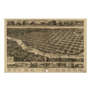 Columbus Georgia 1886 Antique Panoramic Map Poster