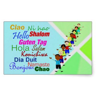 Hello In Many Languages Rectangle Sticker