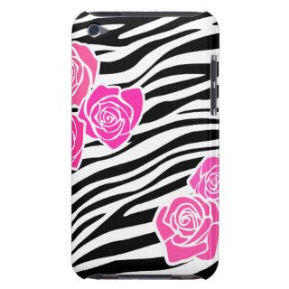 Black and white Zebra pattern + pink roses iPod Touch Cover