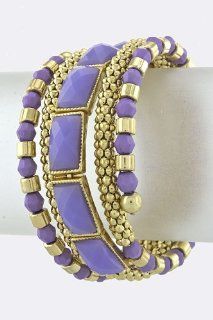 Lavender Adjustable Beaded Coil Bracelet Jewelry