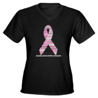 Artsmith, Inc. Women's V Neck Dark T Shirt Cancer Pink Ribbon Support Breast Cancer Awareness Clothing
