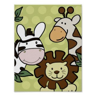 Baby Zoo GIRAFFE, LION & ZEBRA WALL ART Posters
