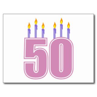 50 Birthday Candles (Pink / Purple) Post Cards