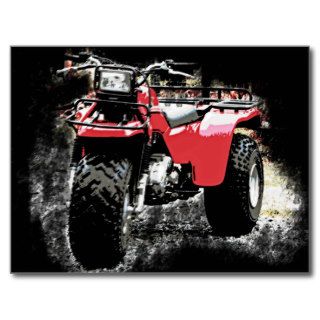 Three Wheeled ATC Red Trike Motorbike Postcards