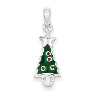 Sterling Silver Enameled Christmas Tree with Star Pendant Vishal Jewelry Jewelry