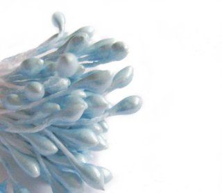 Lot of 100 Baby Blue Double Side Pearl Flower Stamens