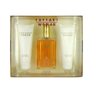 Caesars Woman by Caesars 3 Piece Set Includes 3.3 oz Cologne Spray + 3.3 oz Luxurious Body Cream + 3.3 oz Moisturizing Body Wash  Fragrance Sets  Beauty