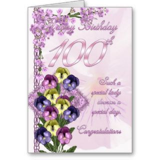 100th Birthday Card For A Special Lady