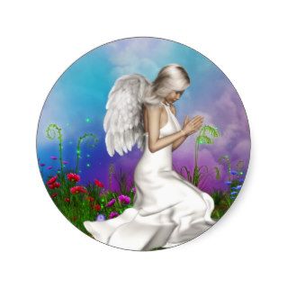 Praying Angel Round Sticker
