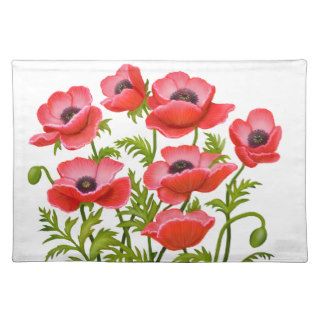 Red Garden Poppy Flowers American MoJo Placemat