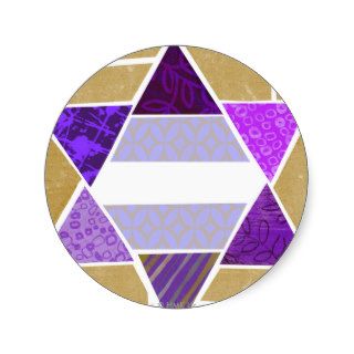 Purple Jewish Star Round Stickers