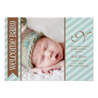 5 x 7 Welcome Baby  Birth Announcement