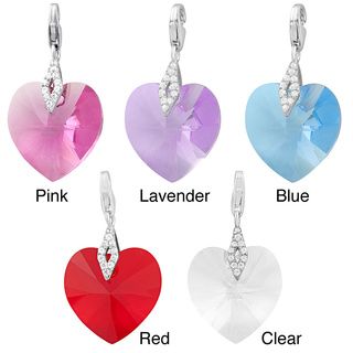 Fremada Rhodium Plated Sterling Silver Swarovski Elements Heart Charm (clear, pink, lavander, blue, or red) Fremada More Charms