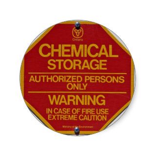 Sign board indicating Chemical storage Sticker