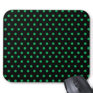 green polka dots on black mousepad