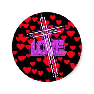 Love, the Cross and a Sea of Hearts. Sticker
