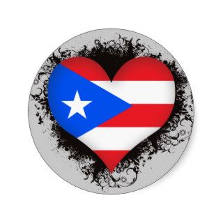 Vintage I Love Puerto Rico Round Stickers