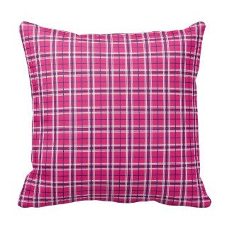 Girly Pink and Purple Plaid Pattern Gifts for Her Throw Pillows
