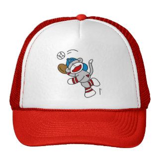 Sock Monkey Baseball Catching Ball Tshirts Mesh Hats