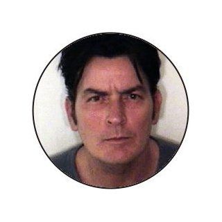 Charlie Sheen Color Police Mug Shot   1 1/2" Button / Pin Apparel Accessories Clothing