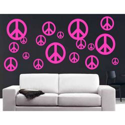 Vinyl 'Peace Signs' 40 piece Wall Decal Set Homevise Original Art