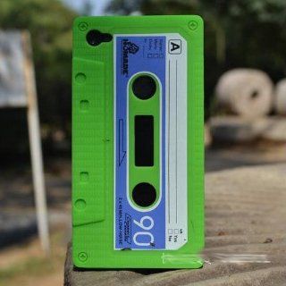 Trendy and Creative Orange iPhone 4 or 4S case   itape cassette style Green Color, silicon case back cover case for iphone Cell Phones & Accessories