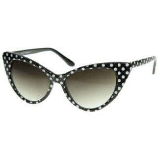 zeroUV�   Polka Dot Cat Eye Womens Mod Fashion Super Cat Sunglasses (Black White Dots) Shoes