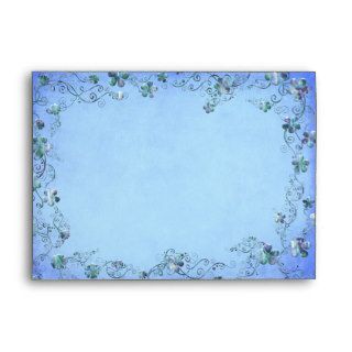 Blue Vintage Floral Wedding Envelope
