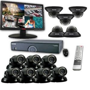 Revo 16 Channel 8TB 960H DVR Surveillance System with (12) 700 TVL 100 ft. Night Vision Cameras and 23 in. Monitor R165D5GT7GM23 8T