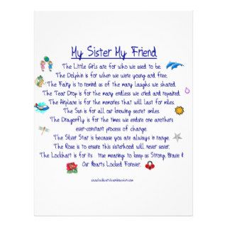 MY SISTER My Friend poem with graphics Customized Letterhead