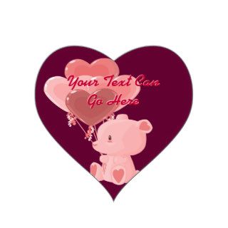 Valentine's Day Teddy Bear Heart Stickers
