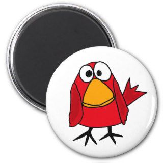 AH  Funny Sad Cardinal Bird Cartoon Fridge Magnet