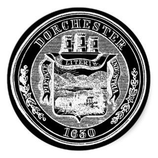Seal of Dorchester Massachusetts, white Stickers