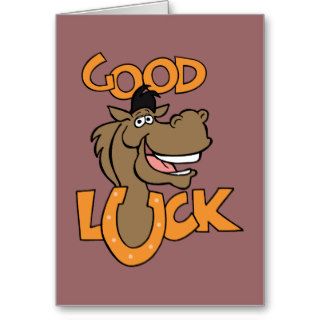 Good Luck ~ Smiling Horse Shoe Word Play Greeting Cards